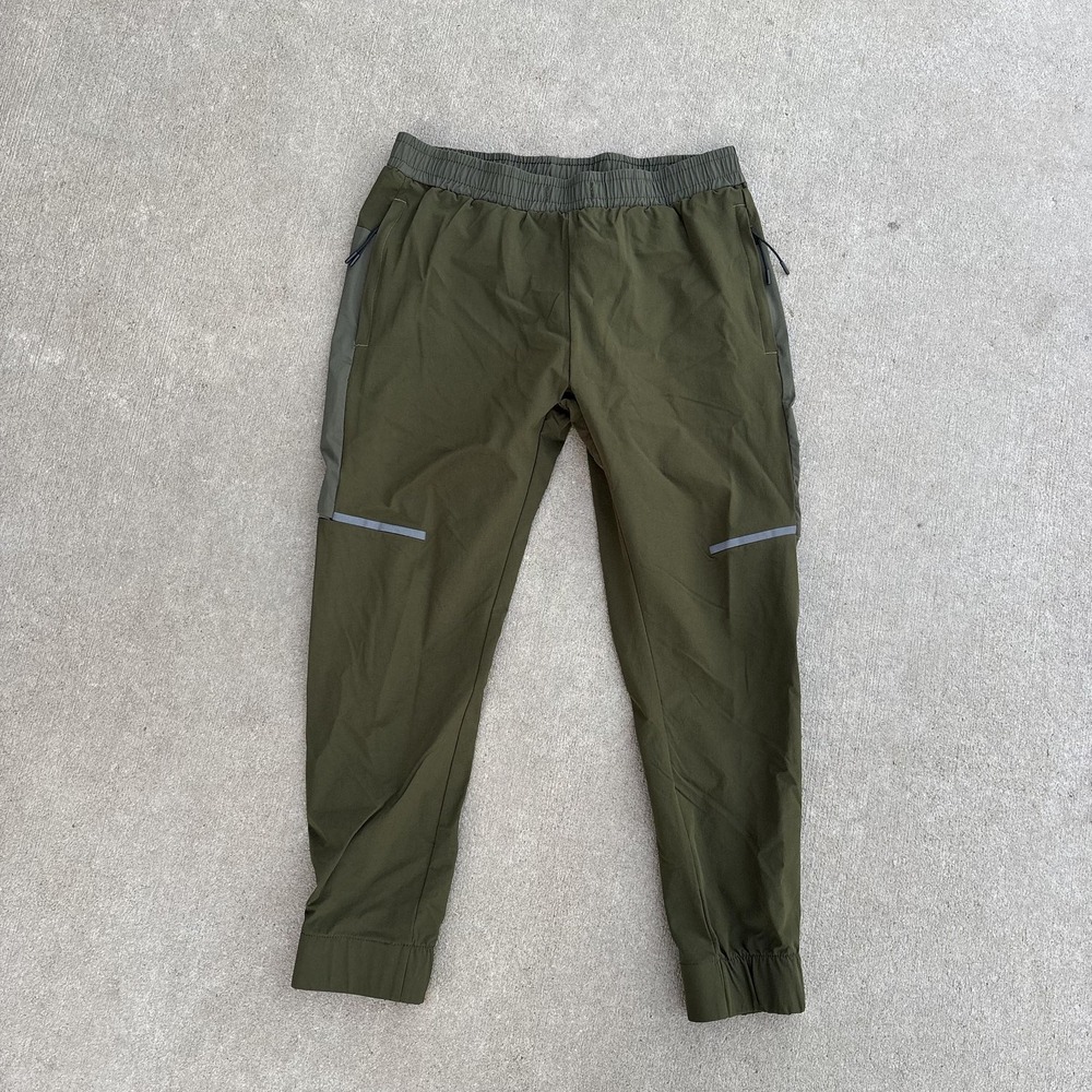 Under 5'10 Pants‎ Mens 32x26 Green Jogger Elastic Waist Reflective Zip Pocket